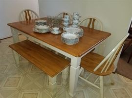 Kitchen table with bench and 4 chairs