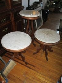 •	3 marble top Duncan fife/traditional  vintage style side tables