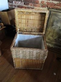 vintage wicker bamboo hamper storage box