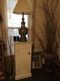 Single Door Cabinet, Oriental Brass Lamp,