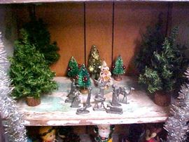 BRUSH TREES AND NATIVITY SET