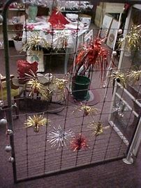 0LD GARDEN GATE WITH ORNAMENTS DISPLAYED