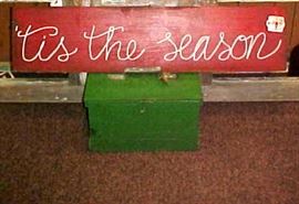 HAND PAINTED SIGN AND WOODEN BOX