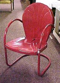 RED METAL PATIO CHAIR