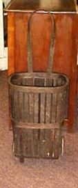 OLD SLATTED WOOD SHOPPING CART