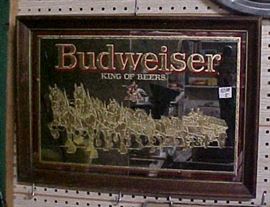 MIRRORED BUDWEISER BEER SIGN-1