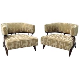 Pair of Mohair Moderne Loungers