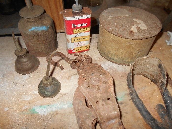 Old oil cans and other