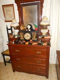 Vintage lamps and antique clock