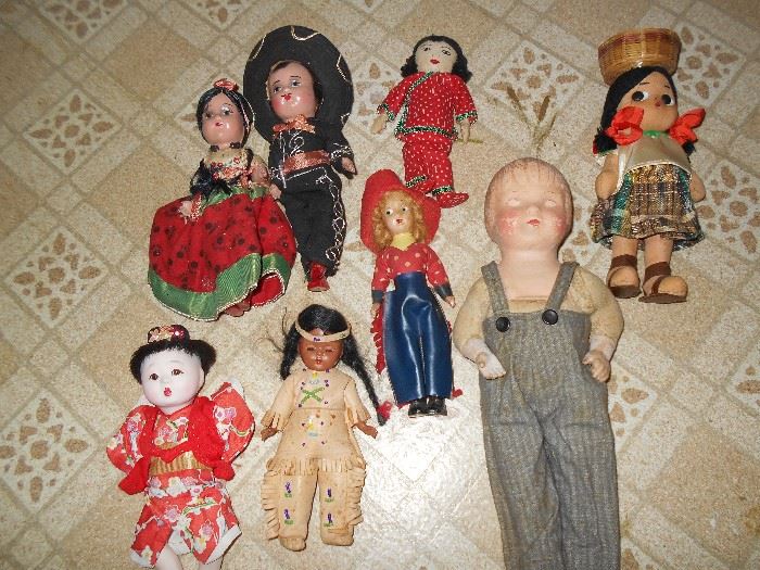 Far right front doll  has sawdust body