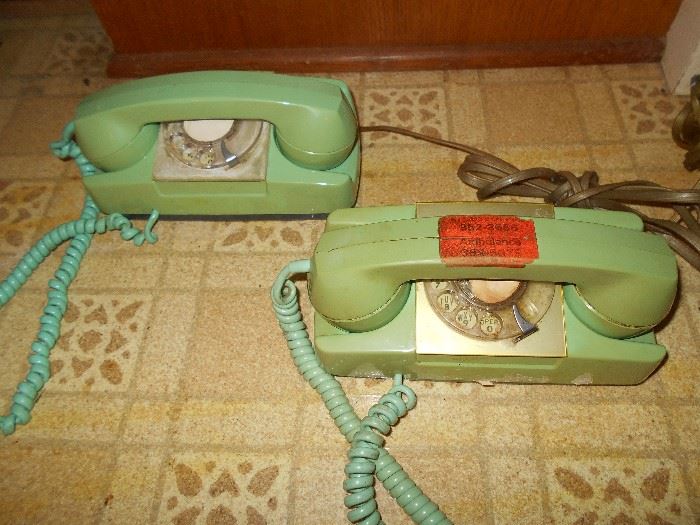 VINTAGE aqua rotary dial phones