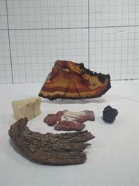 assorted minerals, rocks, and driftwood collection