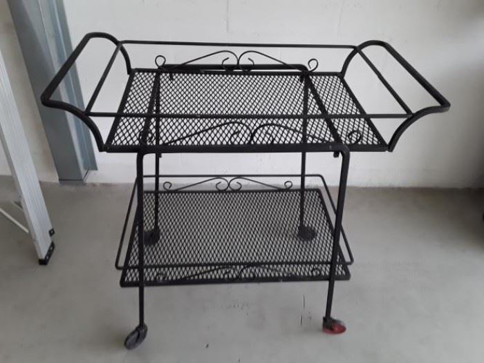 black metal 2 shelf rolling cart
