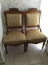 Pair of Gold Upholstered Vintage Chairs