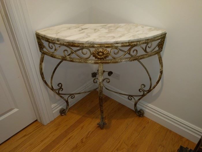 Metal & Marble Curved Corner Table (3 Legs). $130.00