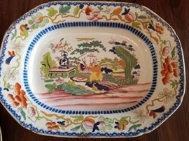 Large Mogul Pattern Platter 1800s Masons Patent Ironstone