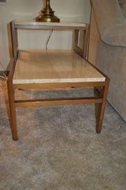 MARBLE/WOOD SIDE TABLE