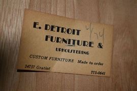 BUSINESS CARD ON BOTTOM OF CHAIRS