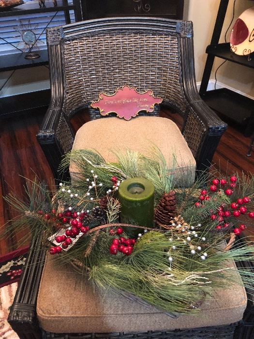 Woven Accent Chair and Ottoman, Holiday Decor
