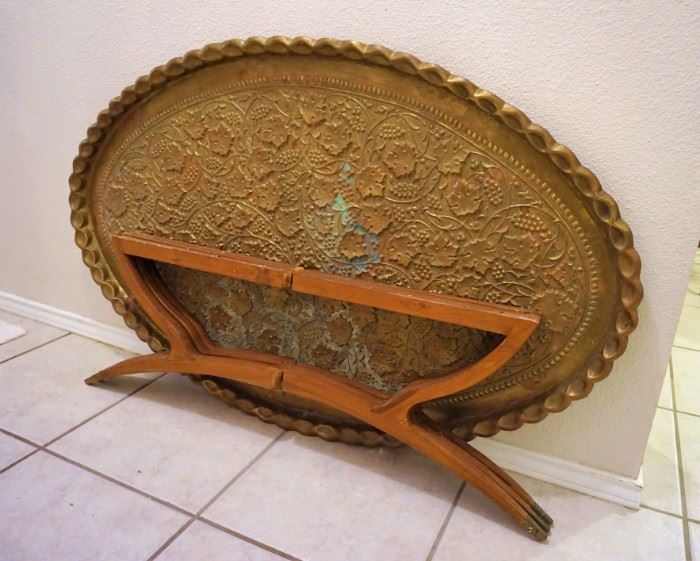 Large oval brass coffee table