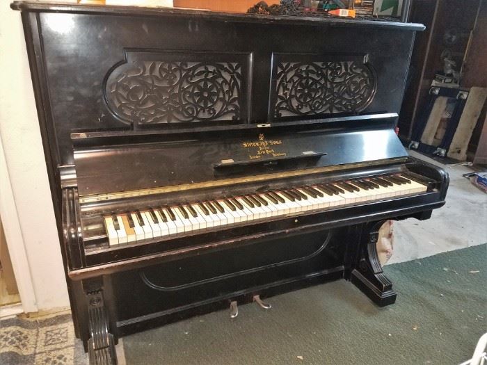 Steinway and Sons ebonized upright piano