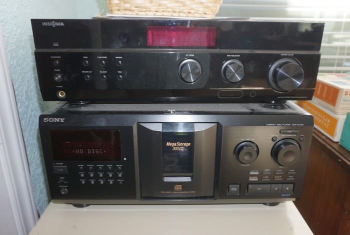 Insignia receiver and Sony multi-CD player