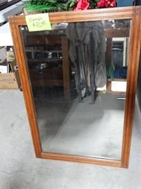 Antique Wooden Mirror and Large Mirror w o Frame
