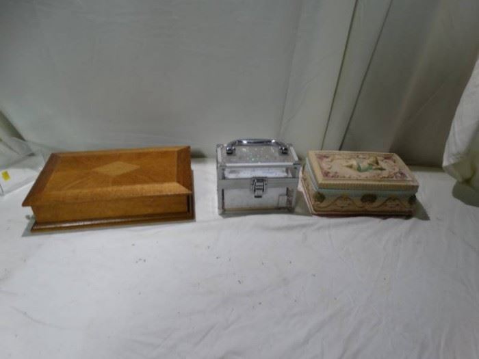 Lot of 2 Jewelry Boxes and Nail Supplies