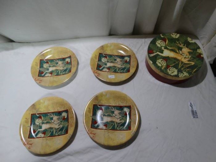 Set of 4 Handpainted Ceramic Dessert Plates