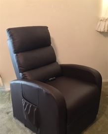 Brown Bonded Leather Electric Reclining Lift Chair