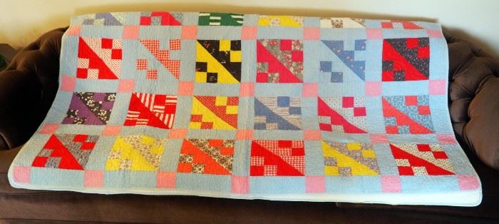Hand Pieced, Scrap Box Style, Machine Finished Quilt, 76" x 68"