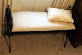 Wrought Iron Bench With Upholstered Seat, 2.5" x 36" x 15"