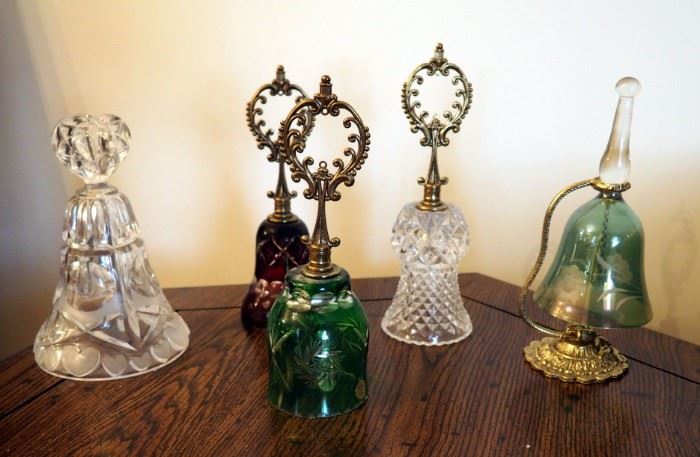 Polish Cut Glass Decorative Bells, Qty 5