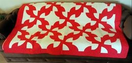 Hand Pieced Machine Quilted Polk A Dot Quilt, 82" X 71"