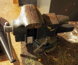 4" Bench Vice, Made In USA, Mounted To Work Bench