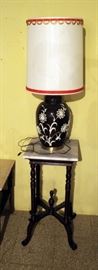 Marble Top Pedestal Table And Ceramic Table Lamp