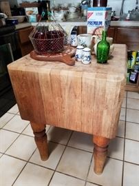 Full view of the vintage butcher block  