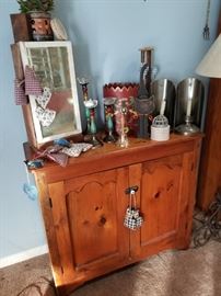 Rustic cabinet with lots of goodies