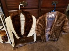 Vintage sweater with fur collar and vintage fur cape