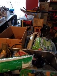 Lots of yard supplies, tools and house repair items