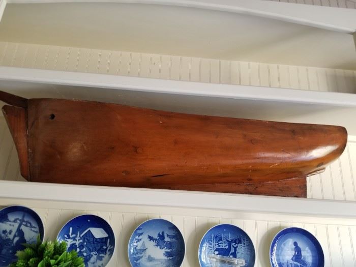Large solid wood boat, great sculpture piece