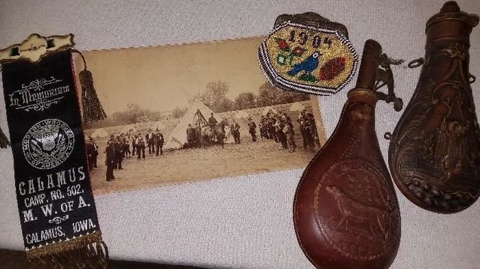 Much collectibles!! Modern Woodsmen items!! M.W. of A.  Camp No. 502 Calamus, Iowa two sided ribbon