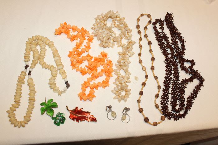 shells and beaded necklaces