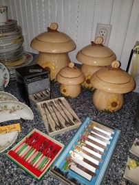 Fun Mushroom canister set and vintage place cards