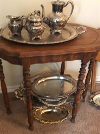 Stone oak silver plate and nice small occasional pieces 