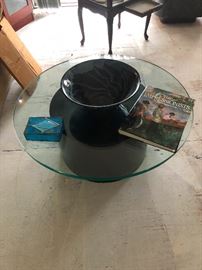 Round glass coffee table