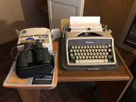 vintage olympia typewriter, super cool binoculars