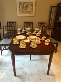 dining table and six chairs, midcentury modern