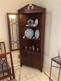 wood, corner china cabinet