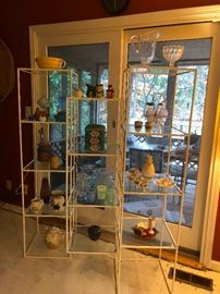 You gotta see this thing in real life! Super cool zig zag metal and glass shelves